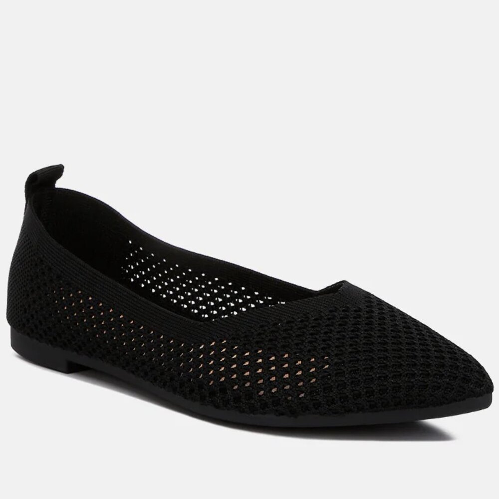 London Rag Selaris Black Fly Knit Slip On Ballerinas/NIB/9
